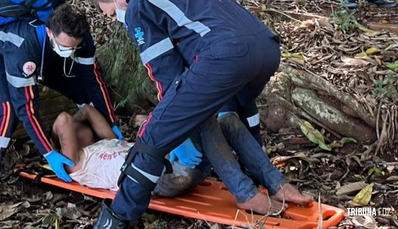Homem é encontrado desacordado e com ferimentos na cabeça em área de mata no Balneário Terra das Águas em Santa Helena
