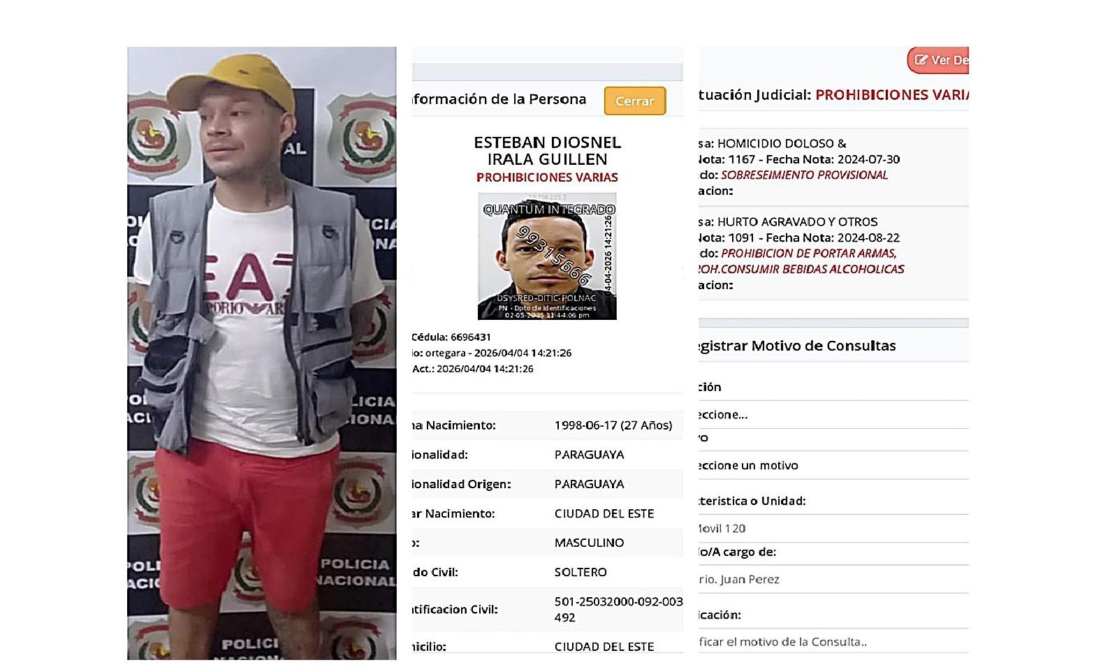 Homem é preso no centro de Ciudad del Este envolvido no roubo de um cordão de ouro avaliado em R$ 40 mil reais