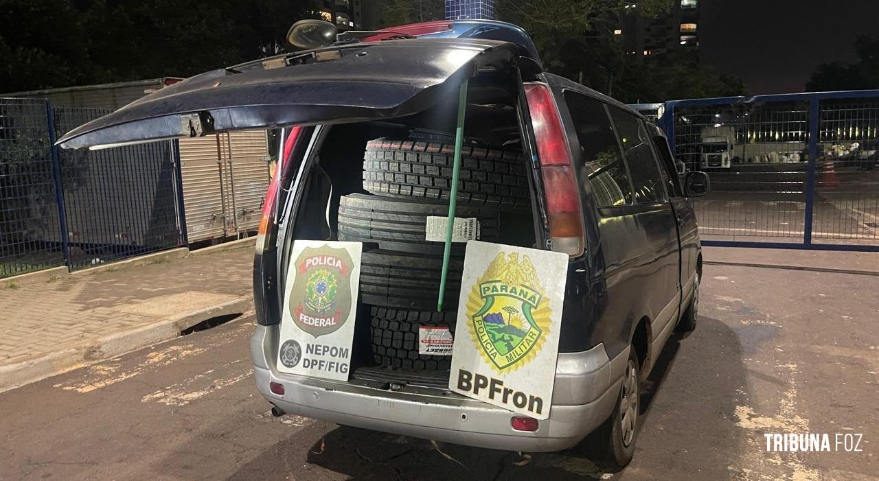 Policia Federal apreende Van carregada com pneus de caminhão contrabandeados na Av. Beira Rio