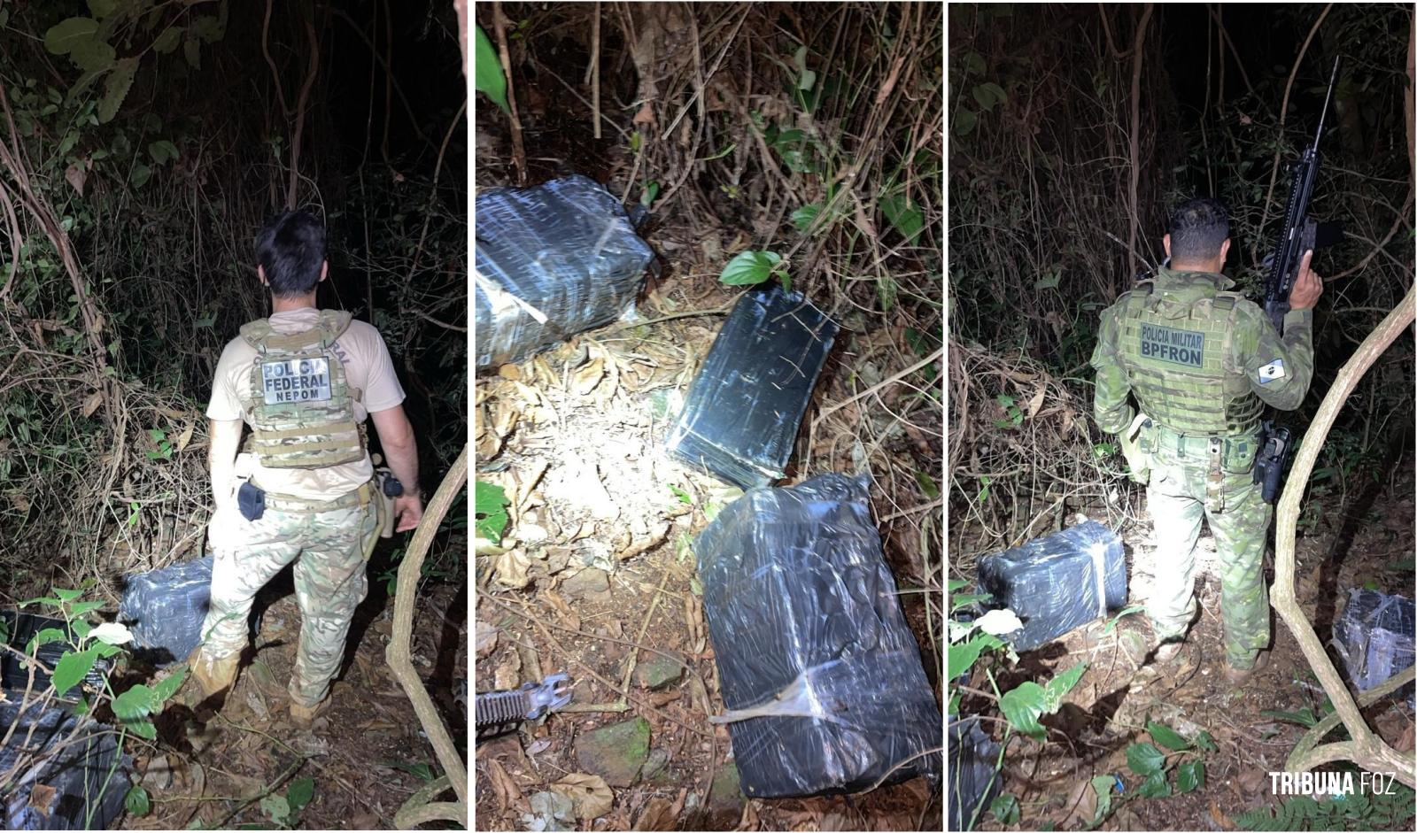 Policia Federal e PM apreendem 151,8 Kg de maconha na barranca do Rio Paraná em Foz do Iguaçu