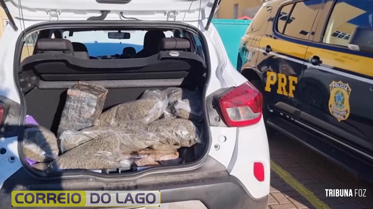 PRF apreende drogas em Renault Kwid e prende homem na BR-277 em Céu Azul