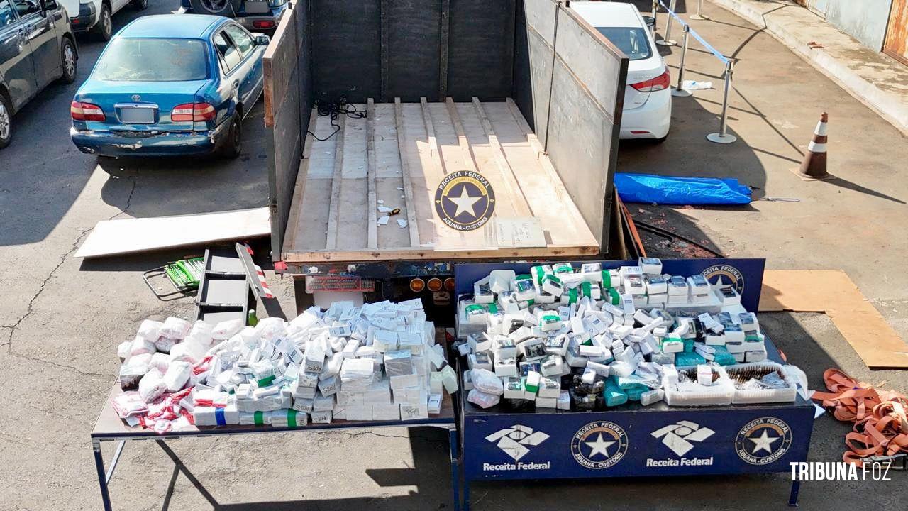 Receita Federal intercepta caminhão com cerca de R$ 2 milhões em mercadorias irregulares na Ponte da Amizade