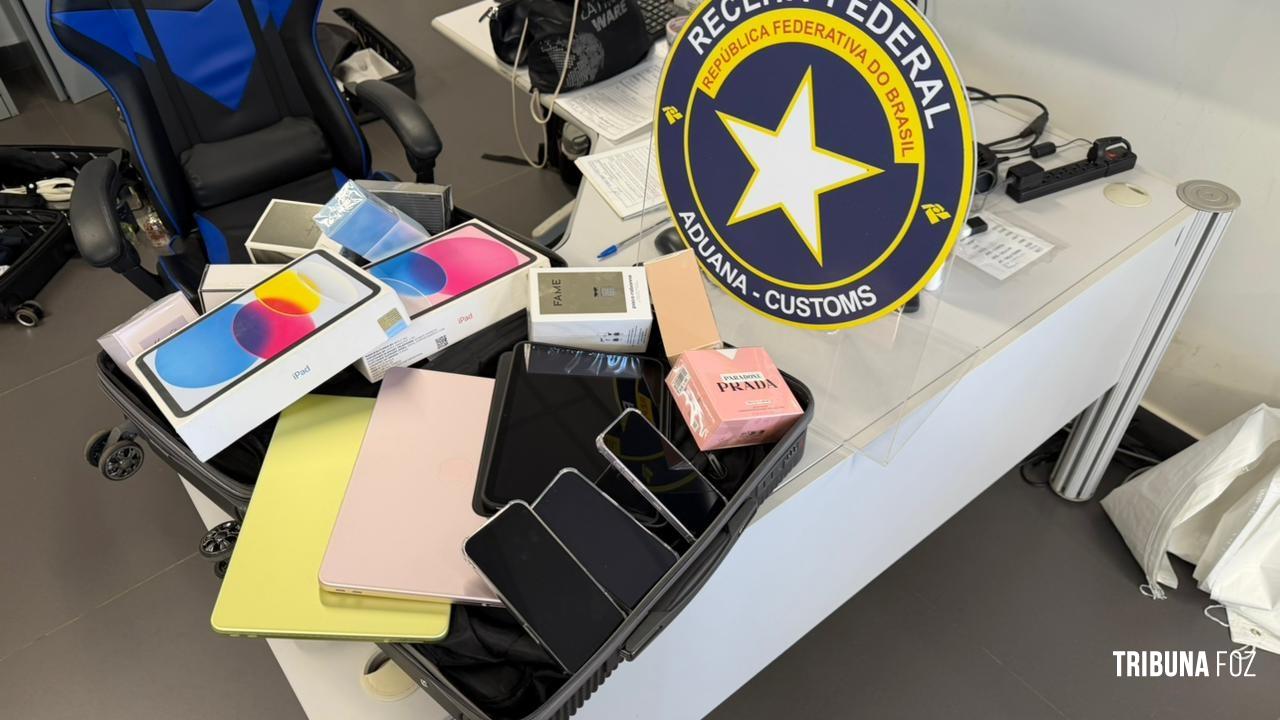 Receita Federal retém R$ 300 mil em mercadorias durante fiscalização no Aeroporto de Foz do Iguaçu
