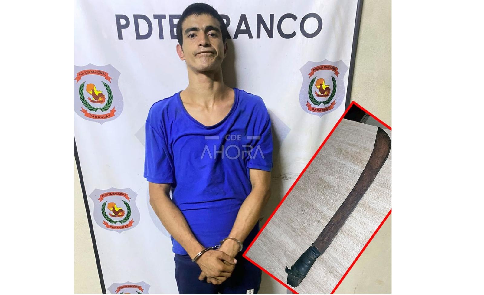 Vulgo “Gordo” é preso acusado de assalto a mão armada com faca e facão em Presidente Franco