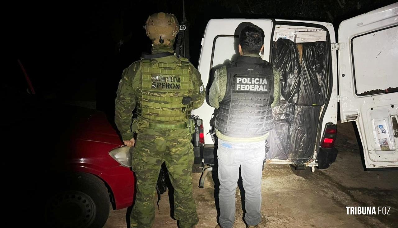 BPFRON e PF apreendem mais de 4.500 pacotes de cigarros contrabandeados em Itaipulândia
