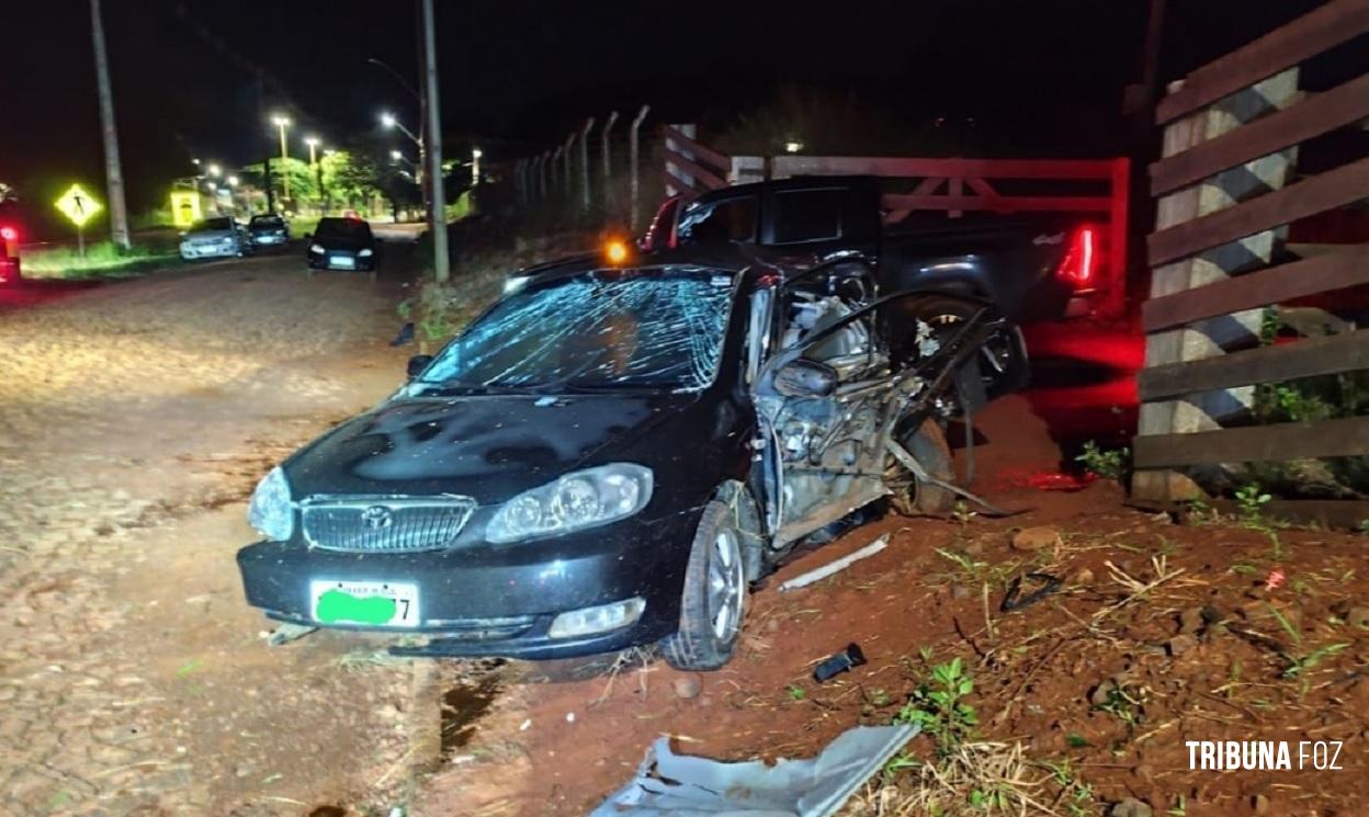 Carro com emplacado em São Miguel do Iguaçu se envolve em grave acidente na PR-585 e motorista morre após ser socorrido