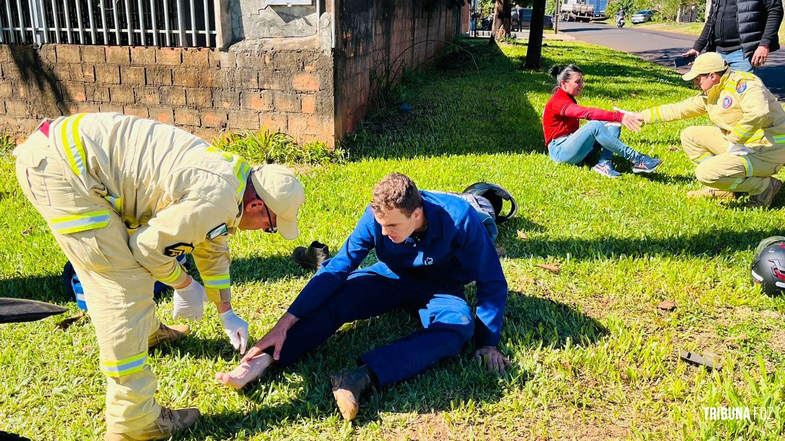 Colisão entre duas motocicletas deixa feridos no bairro Três Lagoas, em Foz do Iguaçu