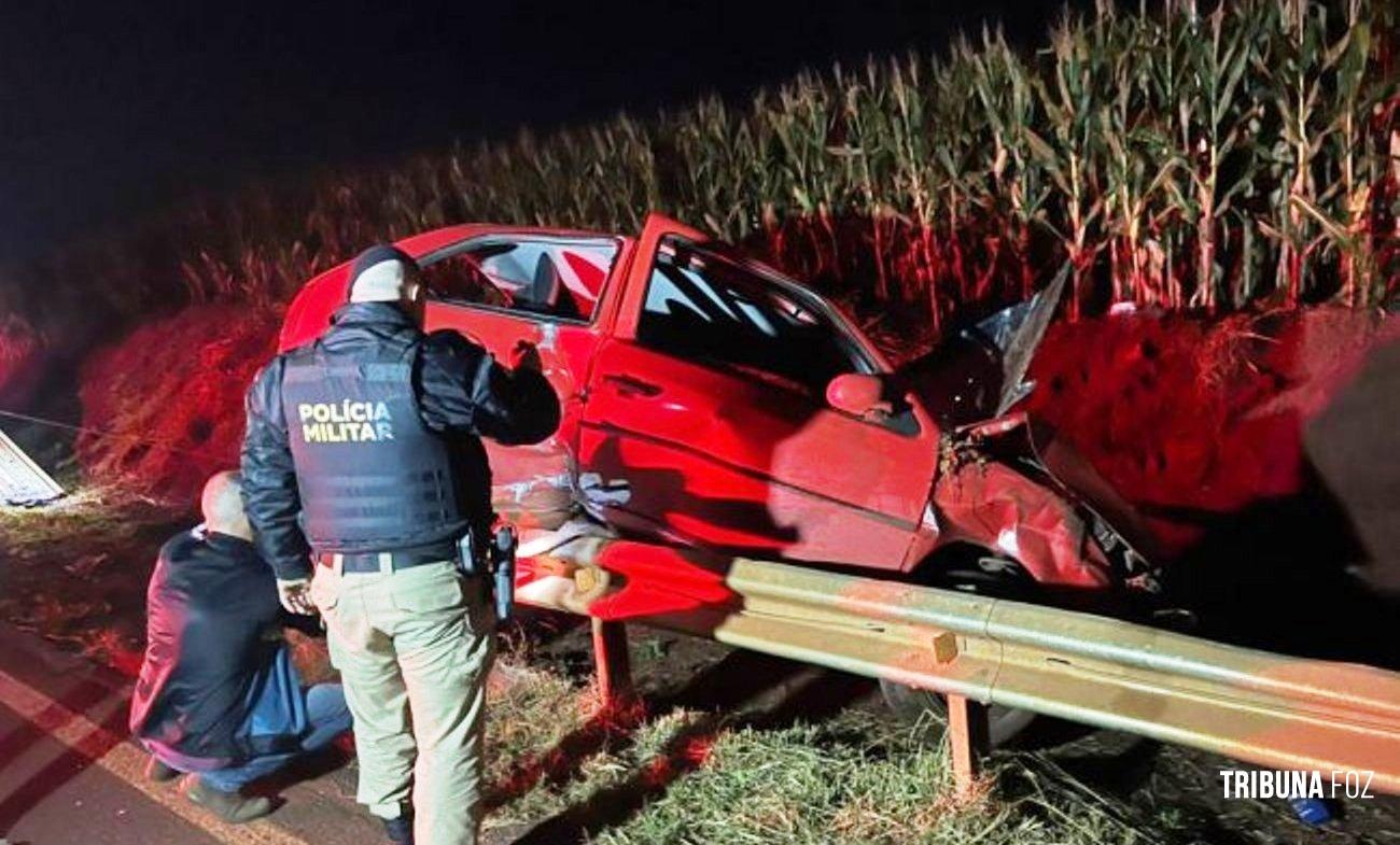 Gol capota entre Nova Santa Rosa e Marechal Cândido Rondon e motorista desaparece do local