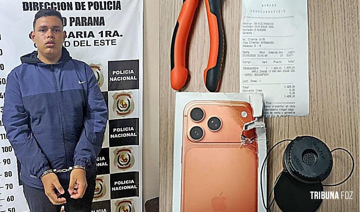 Ladrão retornou ao mesmo shopping onde furtou três iPhones 17 Pro Max e acabou preso em Ciudad Del Este