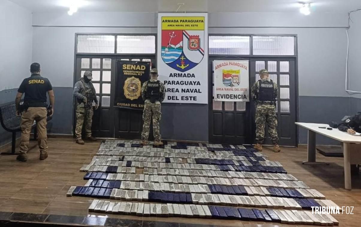 Marinha do Paraguai apreende 484 tabletes de maconha na margem do Rio Paraná