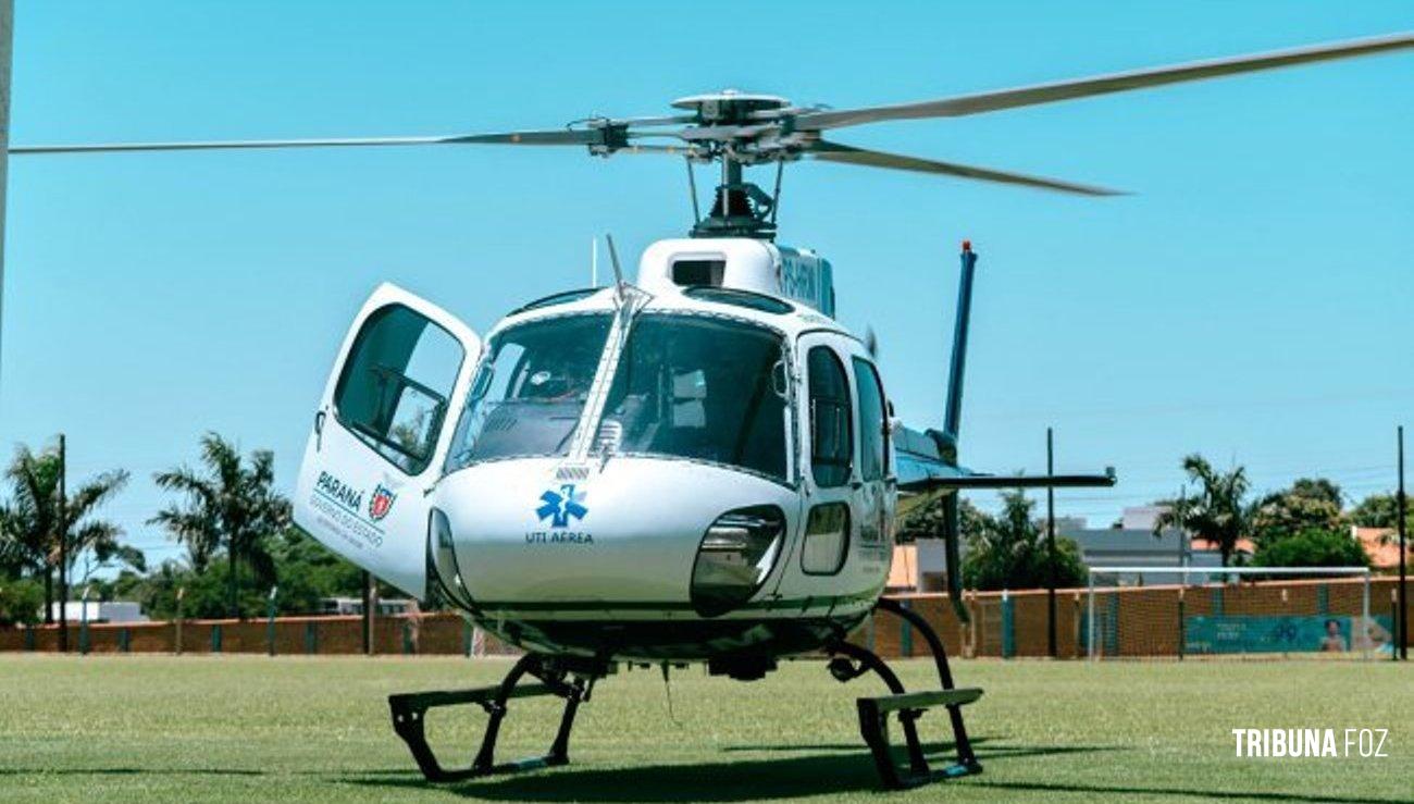 Morador de Santa Helena é transferido de helicóptero para Cascavel após infarto