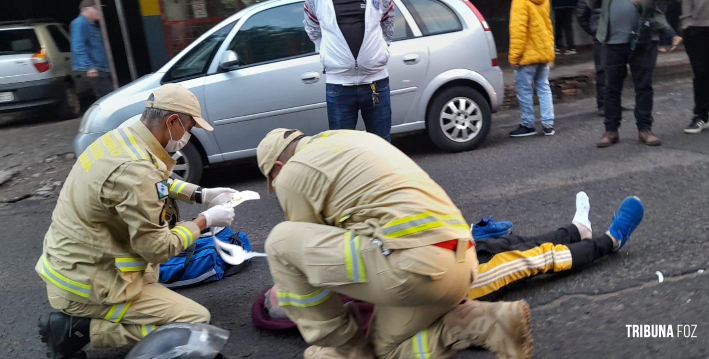 Motociclista fica ferido após colisão entre duas motos na Vila Portes