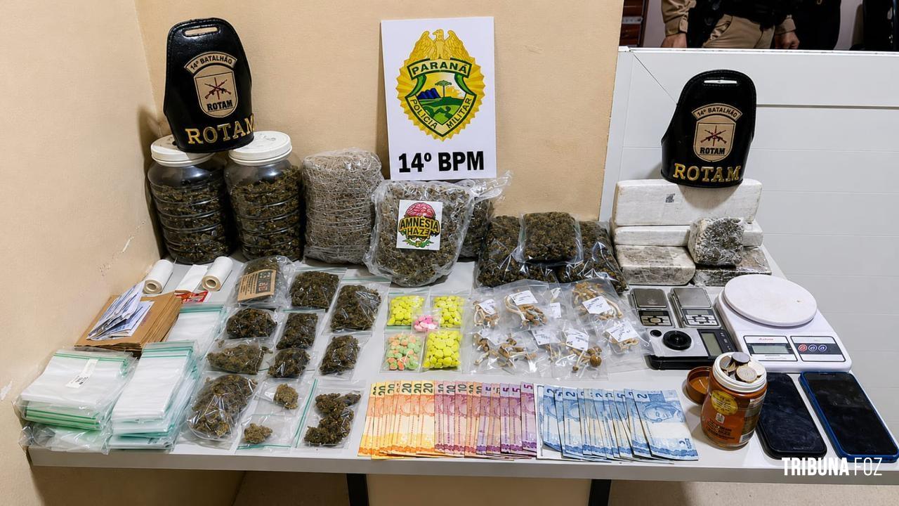 PM apreende diversos entorpecentes e prende homem por tráfico em Medianeira