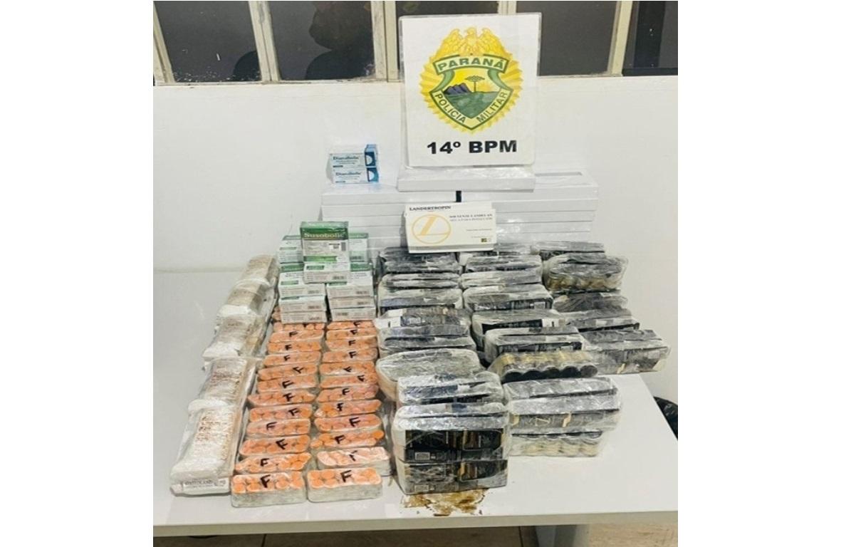 PM apreende medicamentos e substâncias de origem estrangeira dentro de ônibus em Foz do Iguaçu