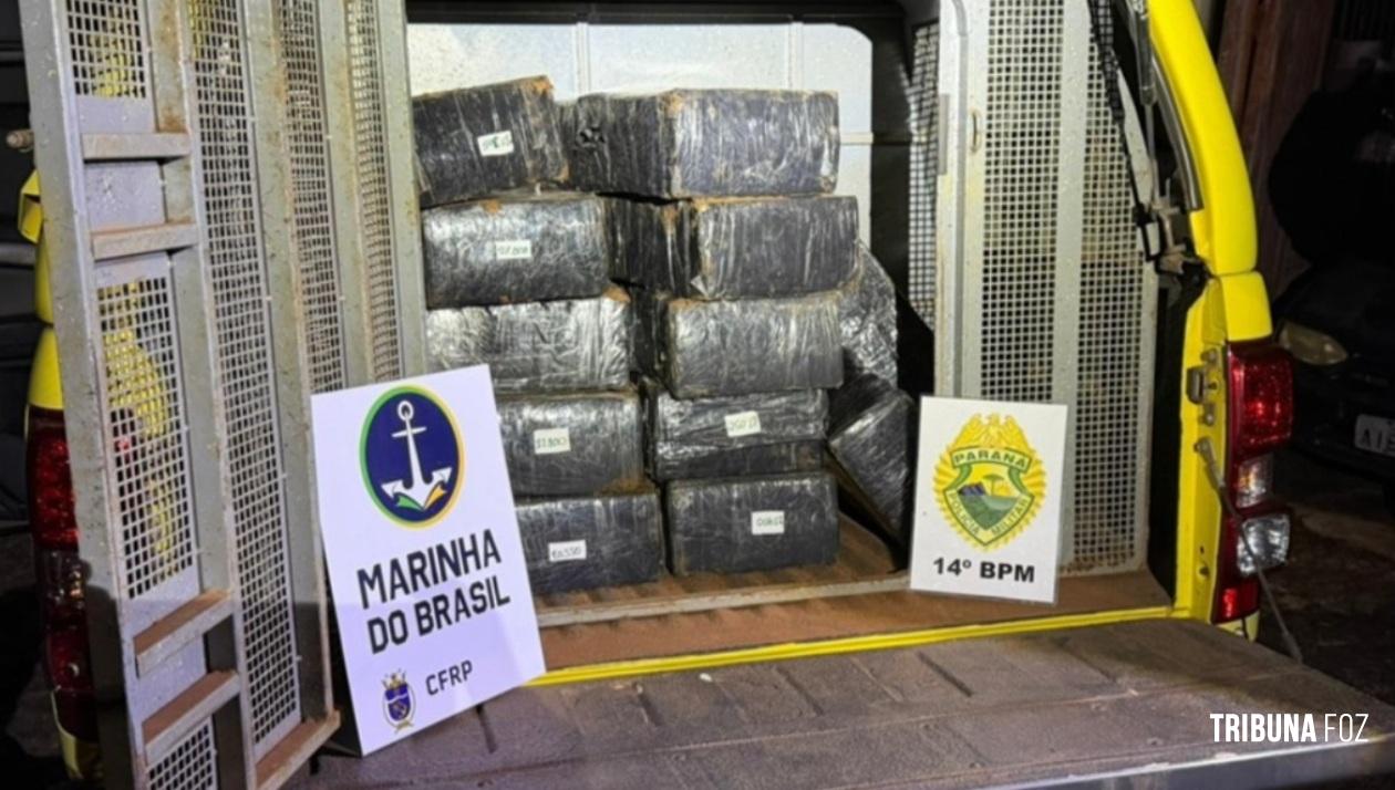 PM e Marinha do Brasil apreendem 319,2 Kg de maconha em Foz do Iguaçu