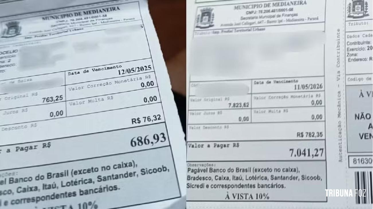 Prefeitura de Medianeira erra cálculo do IPTU, e morador vê imposto saltar de R$ 686 para mais de R$ 7 mil