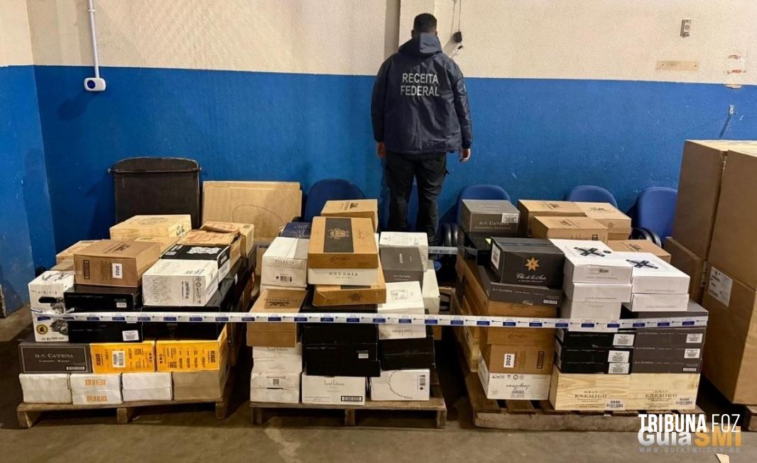 Receita Federal retém 200 caixas de vinho em depósito na região do Marco das Três Fronteiras