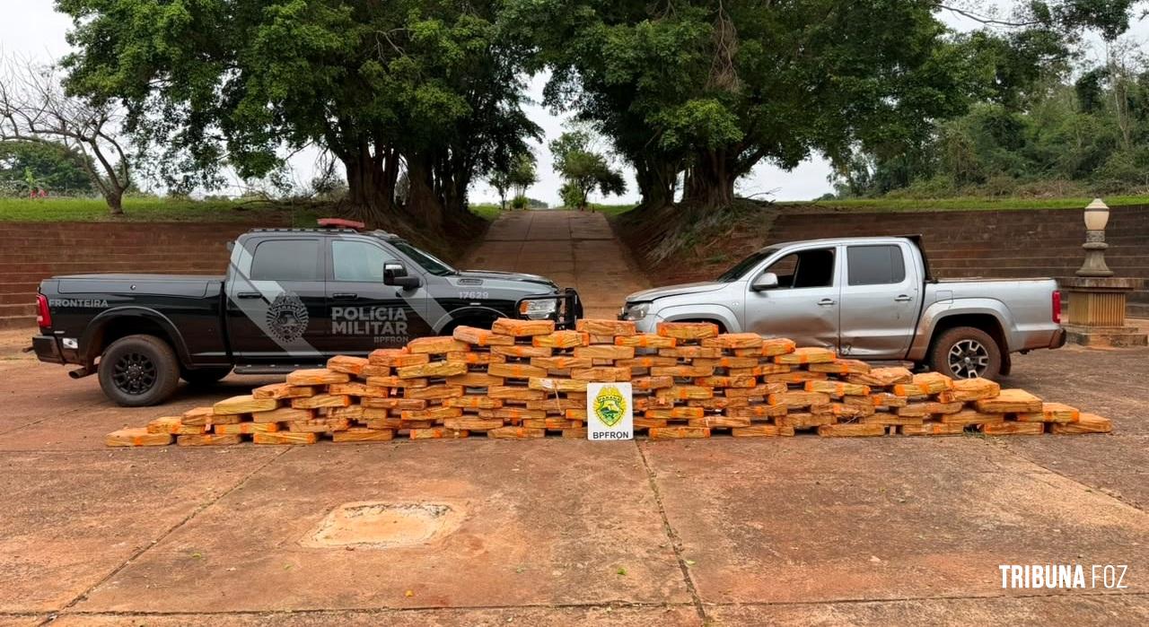BPFRON apreende 1.212 Kg de maconha e recupera veículo roubado em Santa Helena