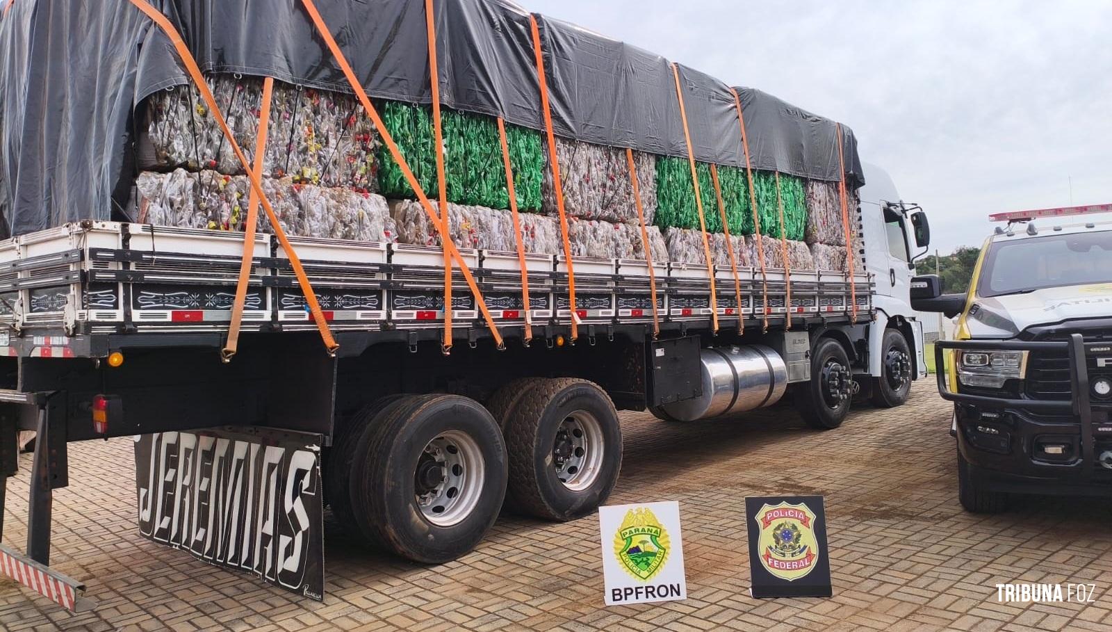 BPFRON e PF prendem caminhoneiro com 550 Kg de maconha em Santo Antônio do Sudoeste