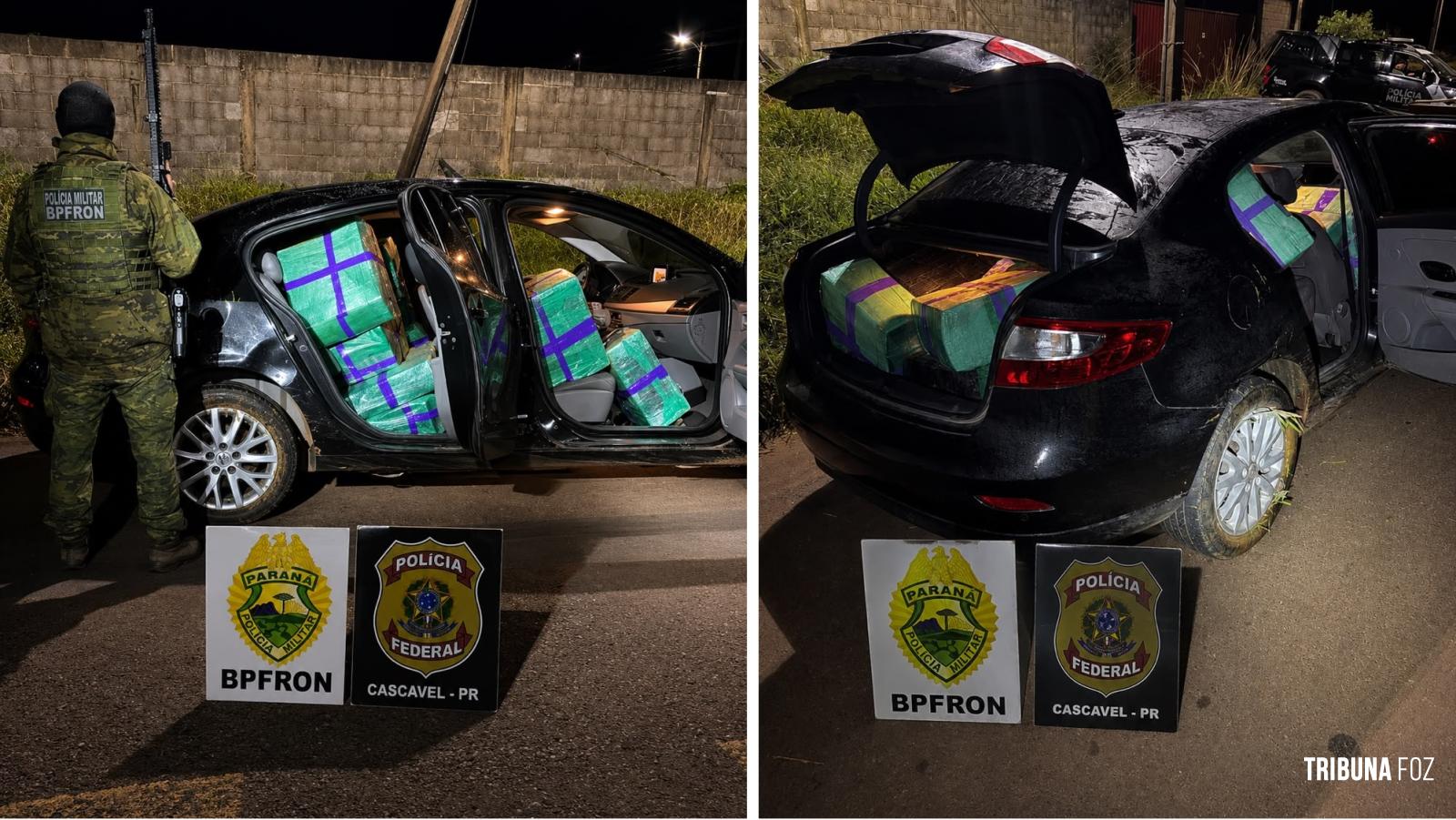 BPFRON e Polícia Federal apreendem 480 Kg de maconha e prendem homem por tráfico de drogas em Santa Tereza do Oeste