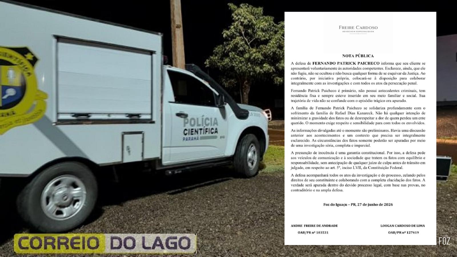 Defesa de suspeito de homicídio em Santa Helena emite nota pública e anuncia apresentação voluntária