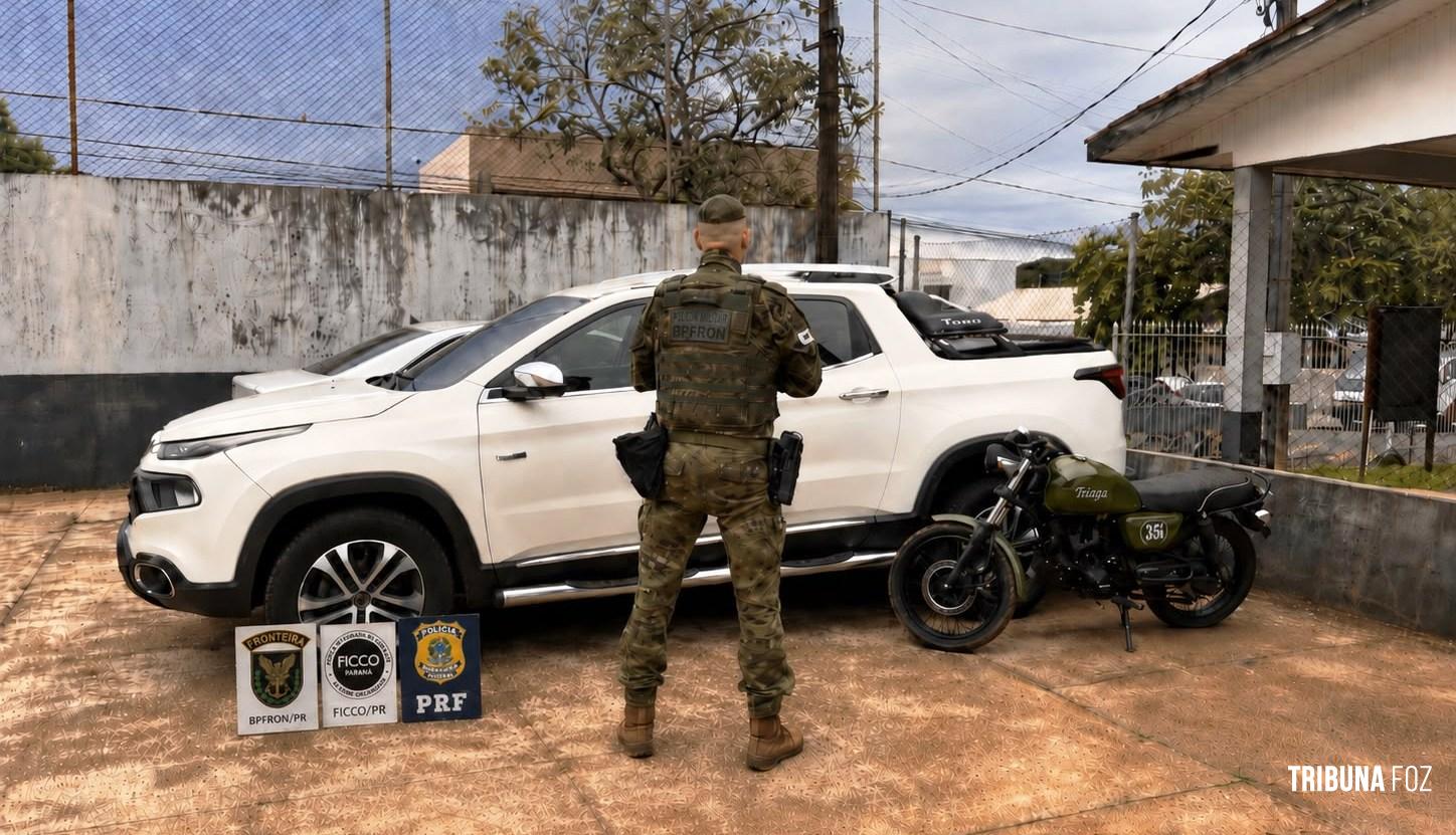 Forças policiais recuperam veículo e moto roubados na cidade de Missal