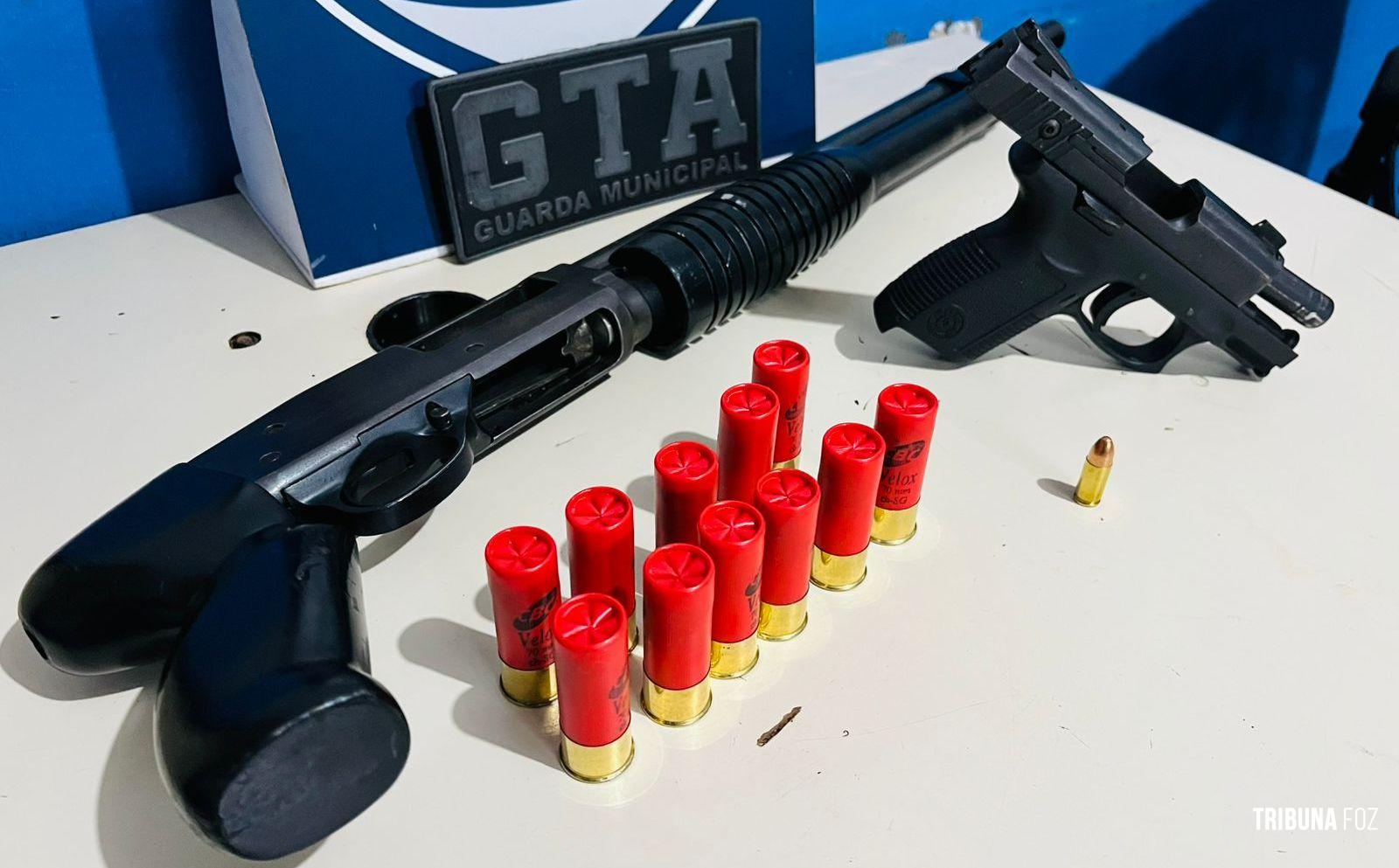 GTA da Guarda Municipal apreende pistola e espingarda calibre 12 no Jardim Jupira em Foz do Iguaçu