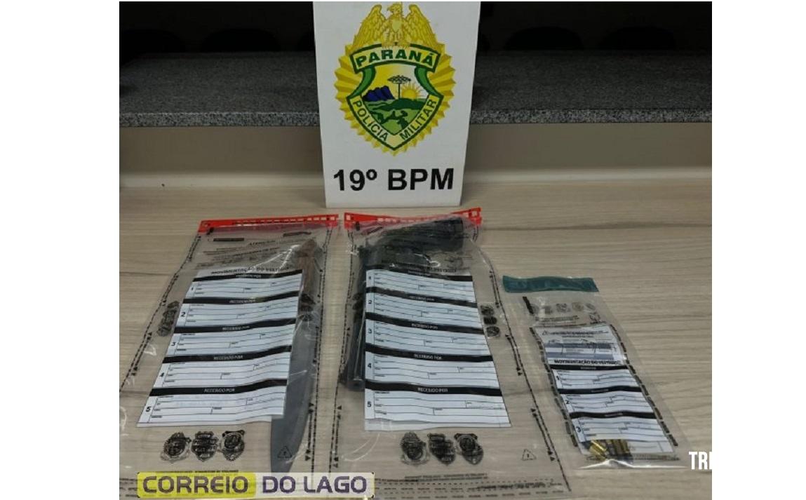 Homem é detido após ameaçar pessoas com arma de fogo e faca em comércio de Santa Helena