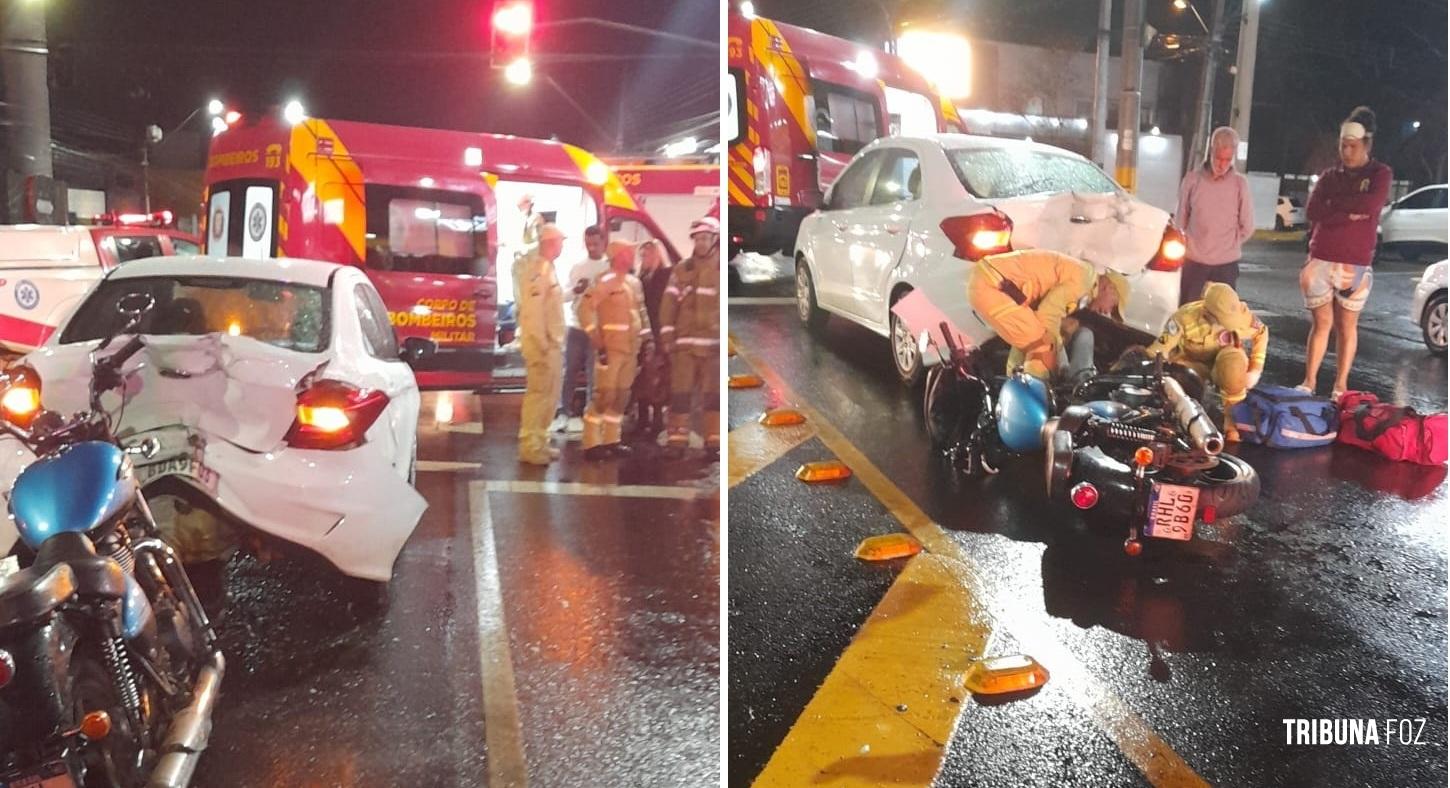 Motociclista colide na traseira de um veículo defronte a "Kuka"