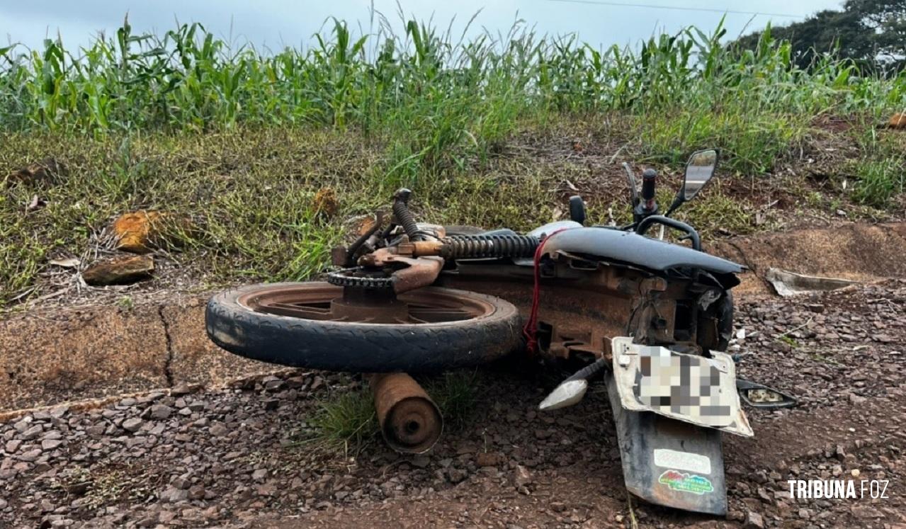 Motociclista fica ferido em colisão traseira entre Missal e Santa Helena