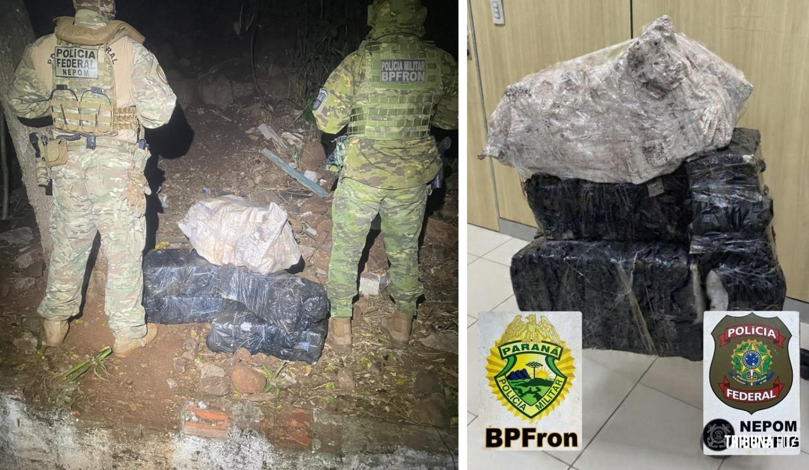 PF e PM apreendem 105,2 quilos de maconha na região da Av. Beira Rio às margens do Rio Paraná
