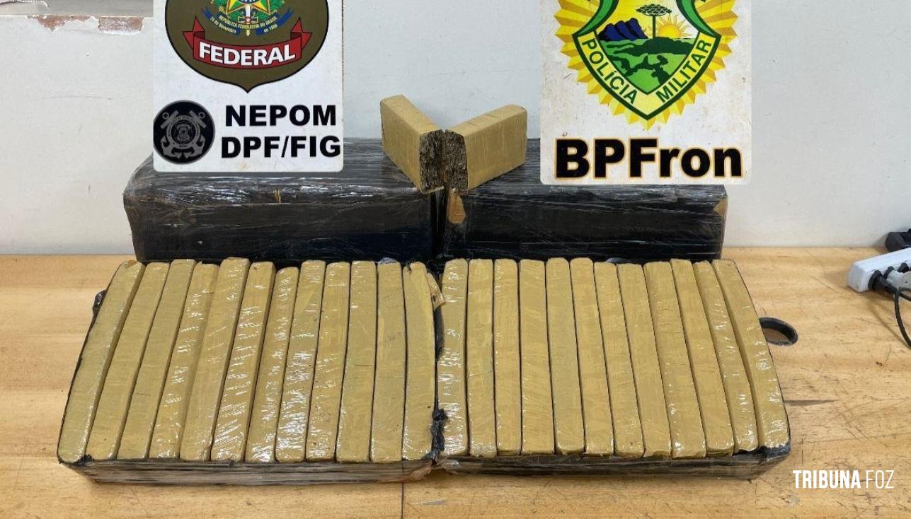 PF e PM apreendem 57,4 quilos de maconha às margens do Rio Paraná em Foz do Iguaçu