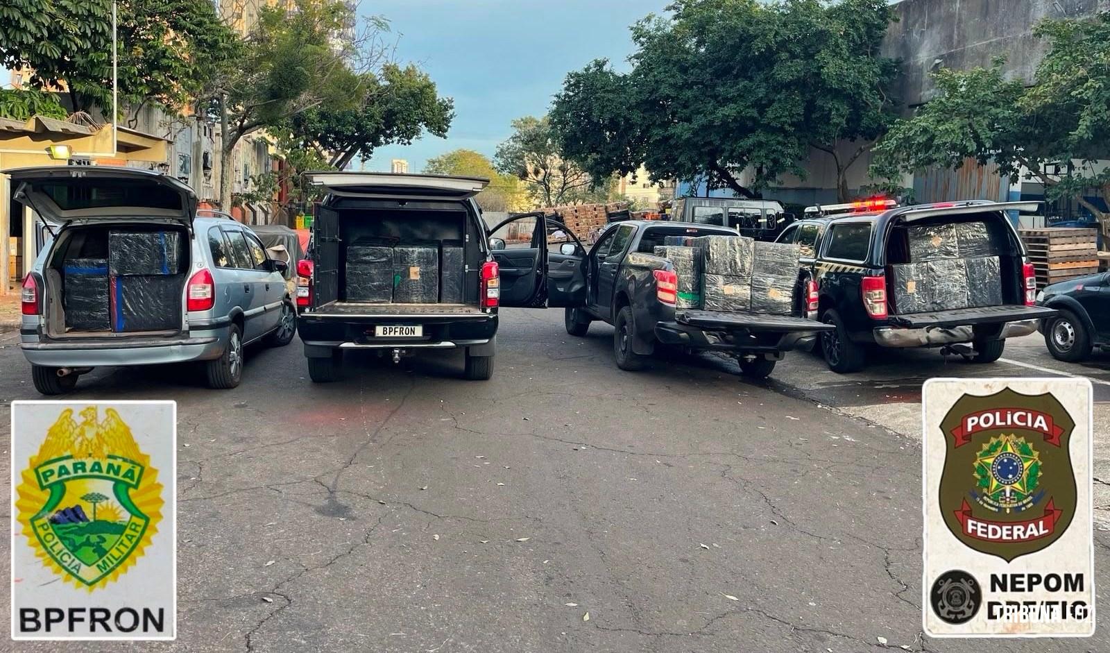 PF e PM apreendem carga de eletrônicos avaliada em cerca de R$ 8 milhões no Bairro Porto Meira em Foz do Iguaçu