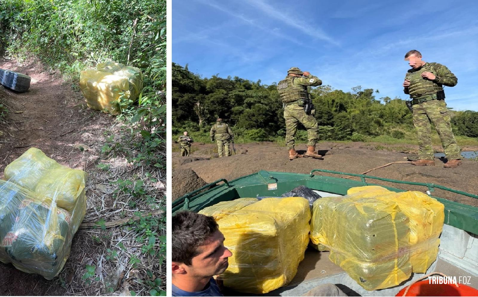 PF e PM apreendem maconha após travessia clandestina no Rio Paraná