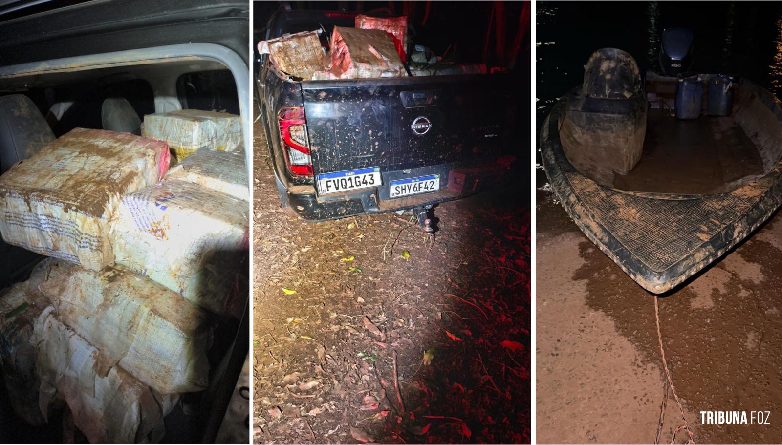 PF e PM apreendem mais de 1,2 tonelada de maconha após interceptação de embarcação em Santa Helena
