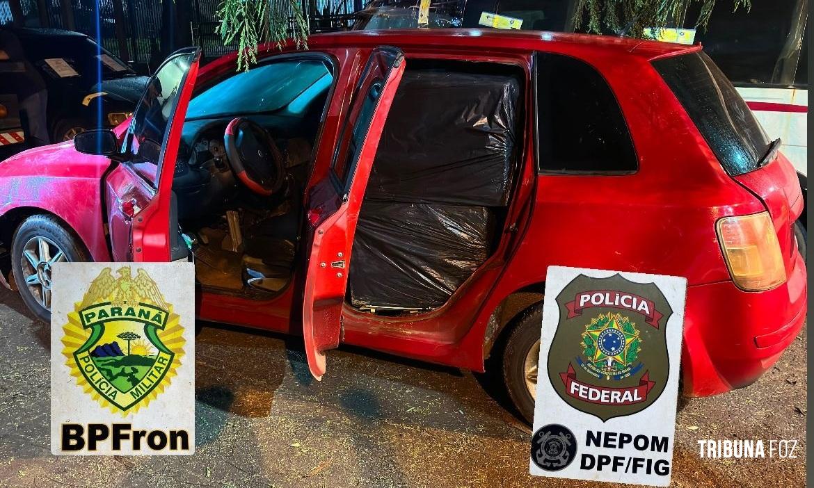 PF e PM apreendem veículo carregado com 10 mil maços de cigarros contrabandeados em Foz do Iguaçu