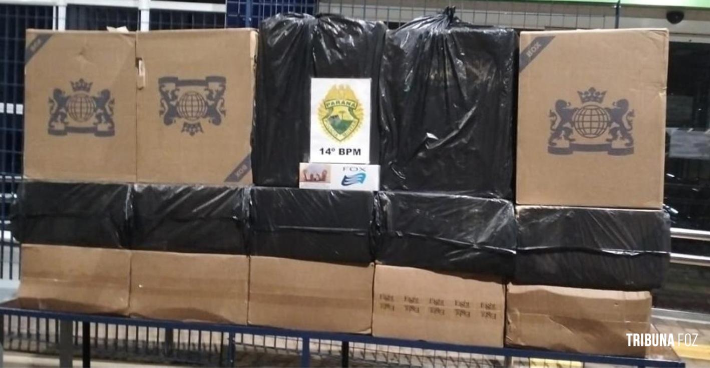 PM apreende veículo carregado com cigarros contrabandeados no Jardim Jupira em Foz do Iguaçu