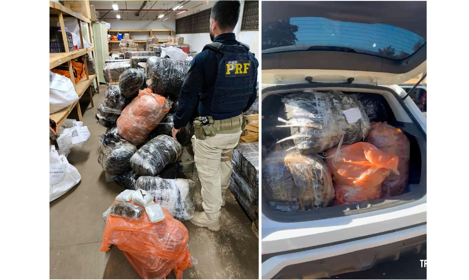PRF recupera veículo roubado carregado com drogas e prende traficante após buscas na BR-277, em Céu Azul