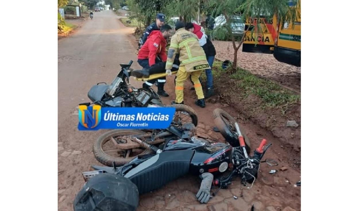 Três pessoas ficam feridas após colisão entre duas motocicletas em Ciudad Del Este no Paraguai