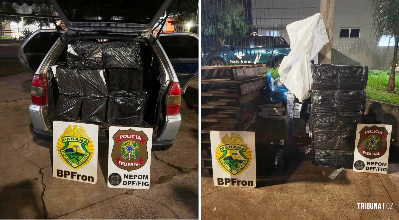 Ação conjunta entre BPFRON e PF resulta na apreensão de 1.000 pacotes de cigarros contrabandeados em Foz do Iguaçu