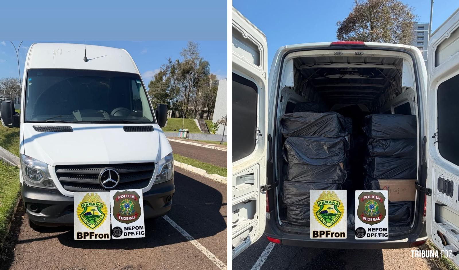 BPFRON e PF apreendem 5.000 pacotes de cigarros contrabandeados do Paraguai em Foz do Iguaçu