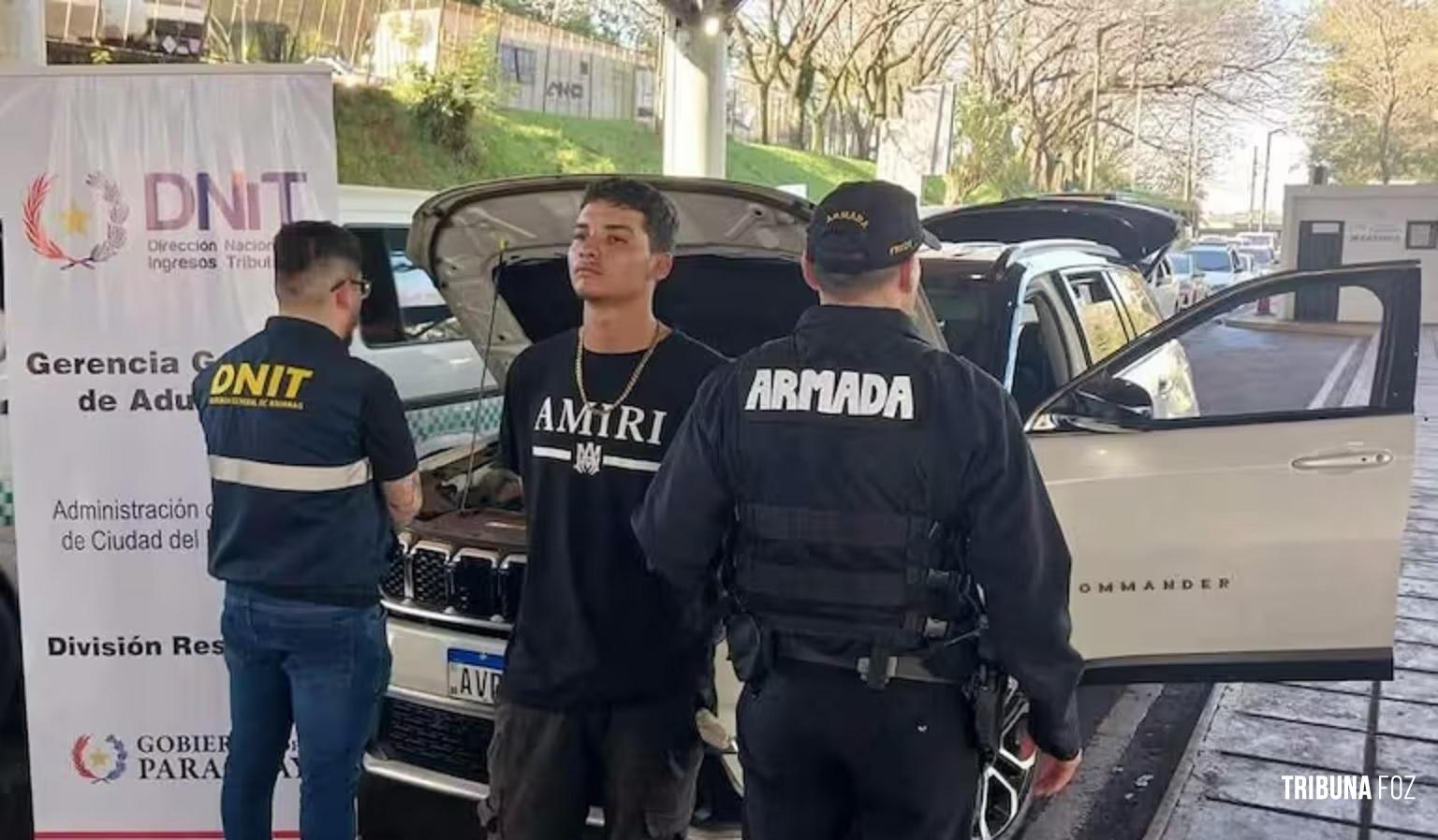 Caminhonete de luxo roubada no Brasil é recuperada e condutor brasileiro é preso no lado paraguaio da Ponte da Amizade