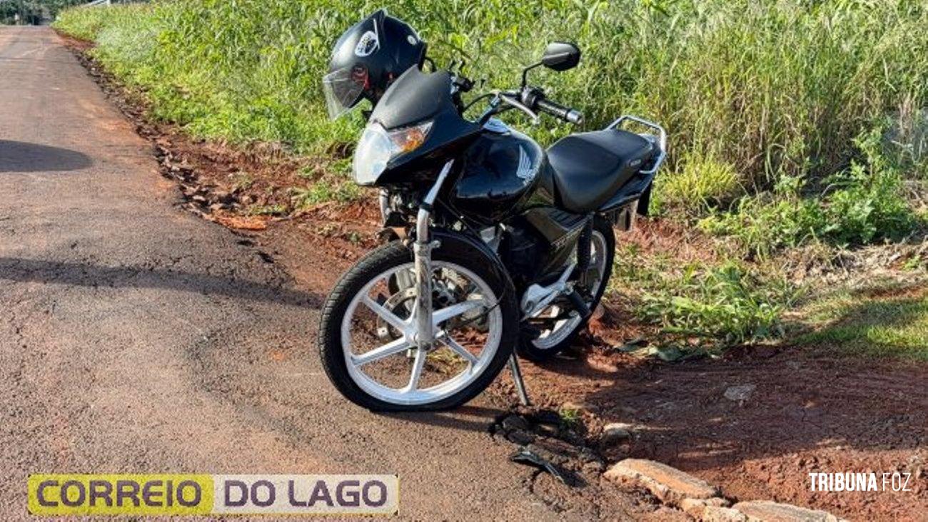 Colisão entre moto e carro é registrado próximo ao acesso do Refúgio Biológico em Santa Helena