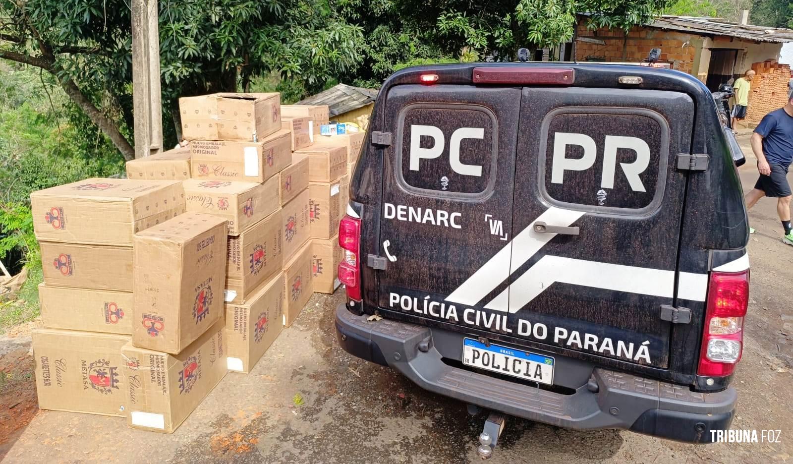 Denúncia de tráfico de drogas leva DENARC a apreender 50 caixas de cigarros contrabandeados em Foz do Iguaçu