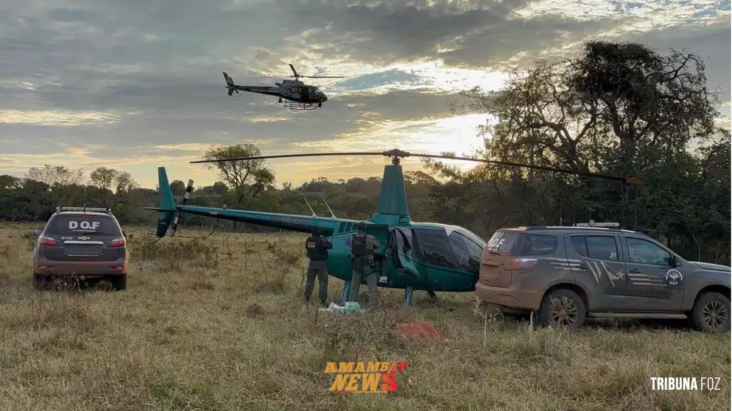 Helicóptero com 345,8 quilos de cocaína que partiu do Paraguai é interceptado no Brasil
