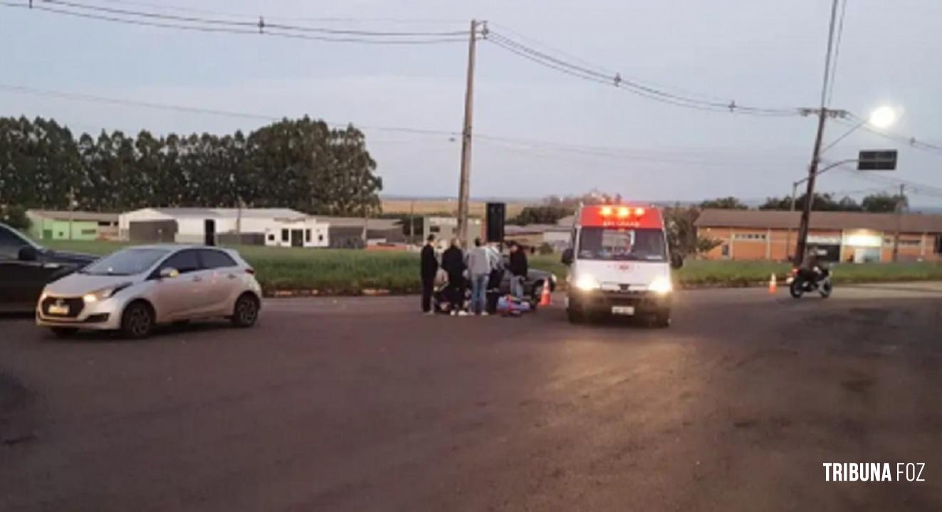 Idoso fica ferido após colisão entre carro e motocicleta em Missal