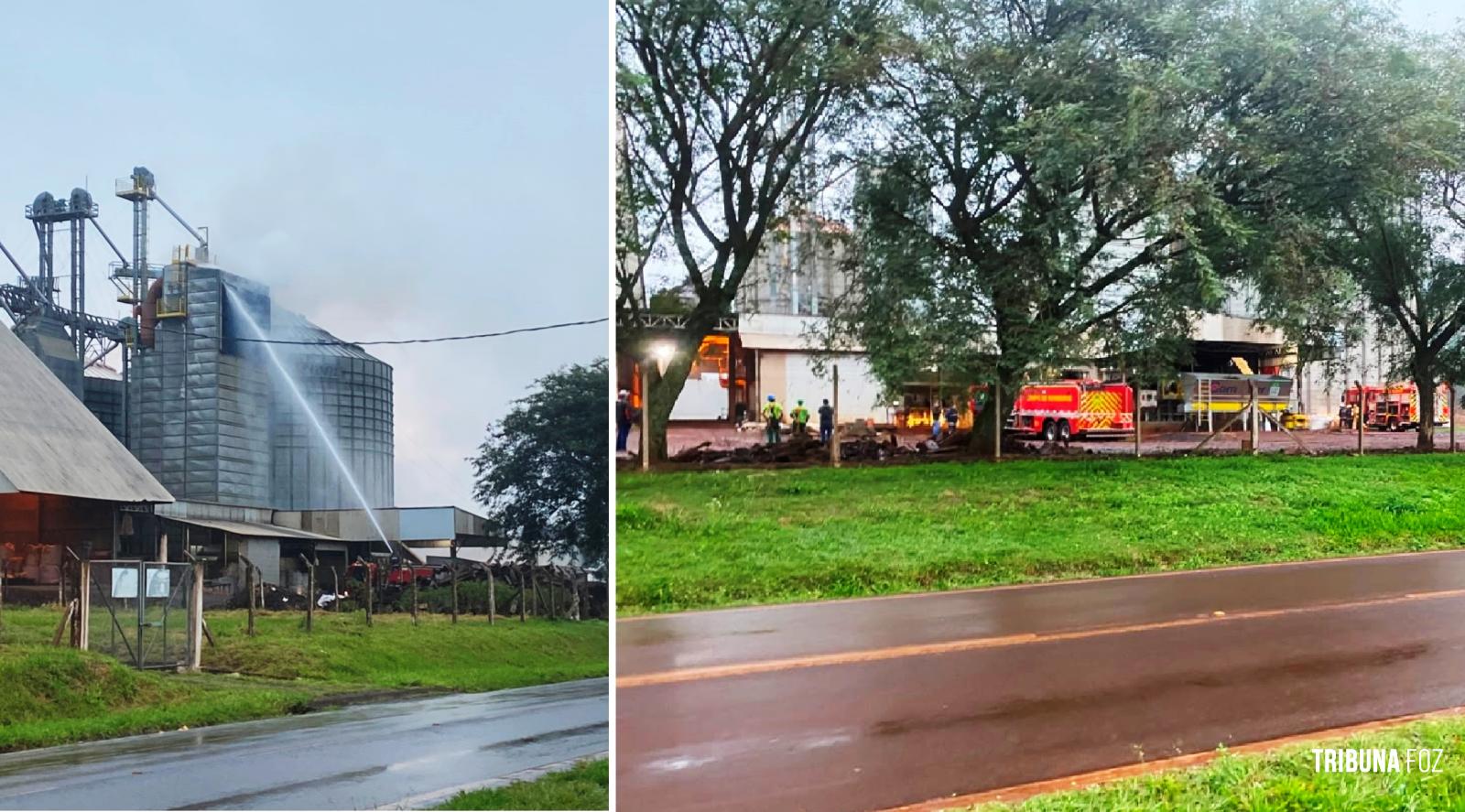 Incêndio que atingiu silo em Santa Terezinha de Itaipu é controlado pelos bombeiros