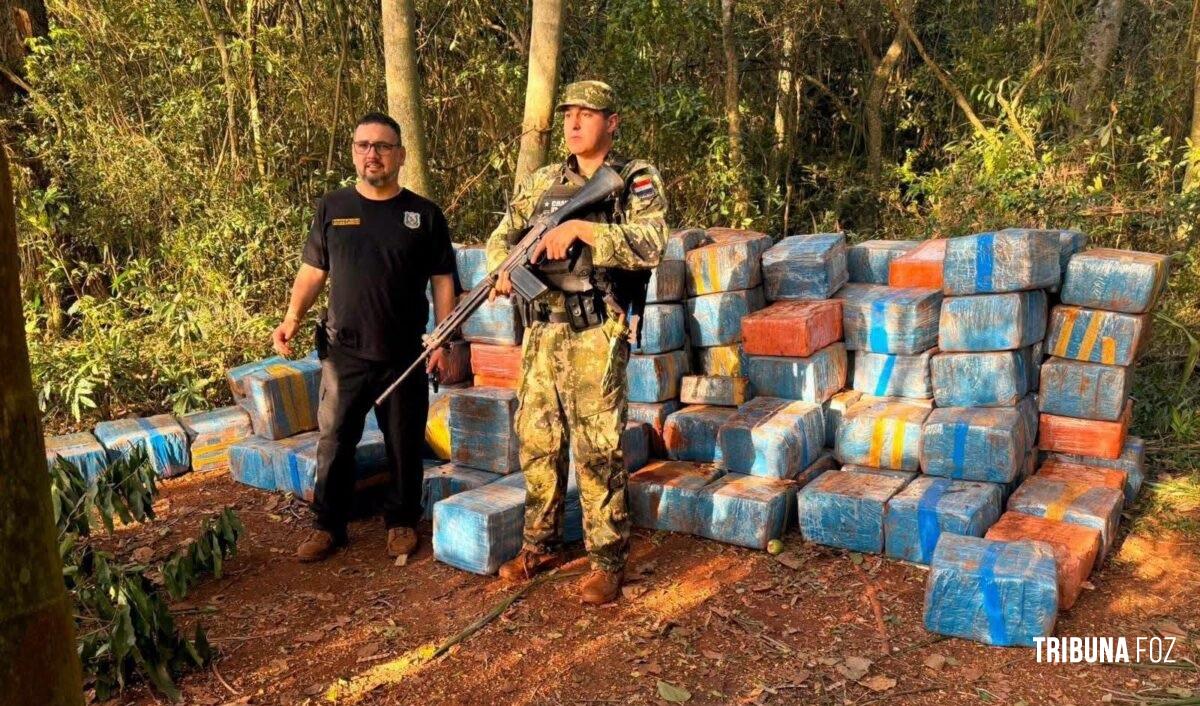 Inteligência da Policia Nacional apreendem maconha nas margens do paraguaio do Lago Itaipu