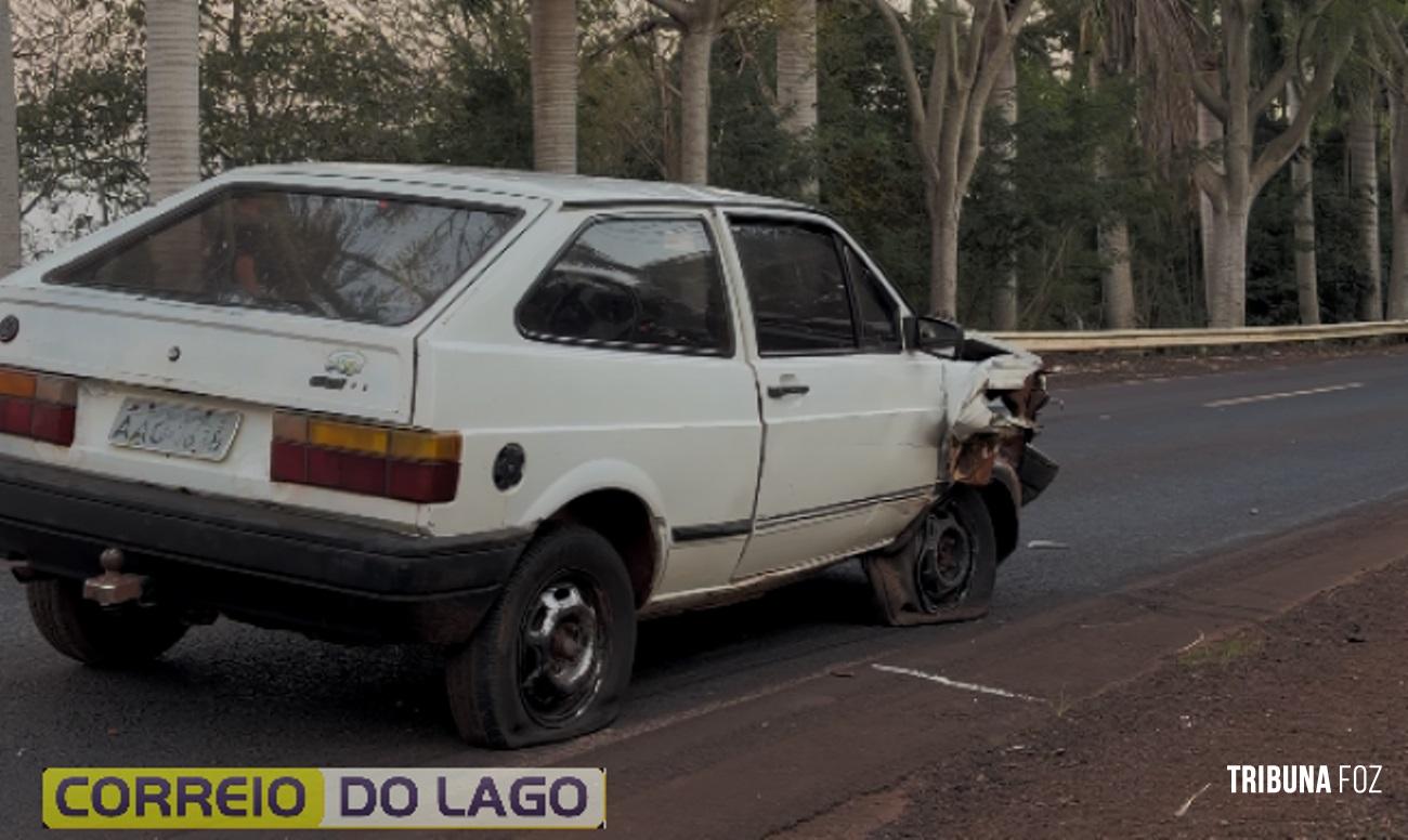 Jovem perde o controle do carro e bate contra guard-rail em Santa Helena