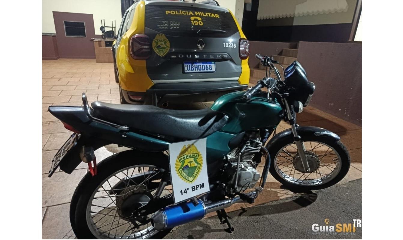 Motocicleta é apreendida durante fiscalização da PM em São Miguel do Iguaçu